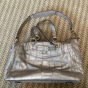 Silver alligator Coach bag
